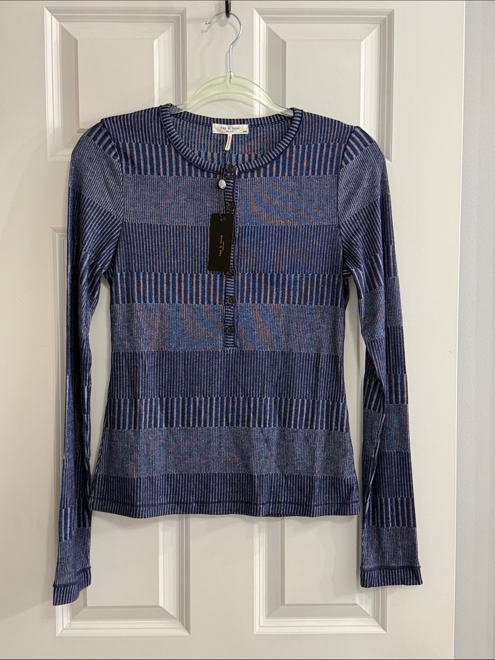 rag & bone Navy Striped Long-Sleeve Henley Top NWT